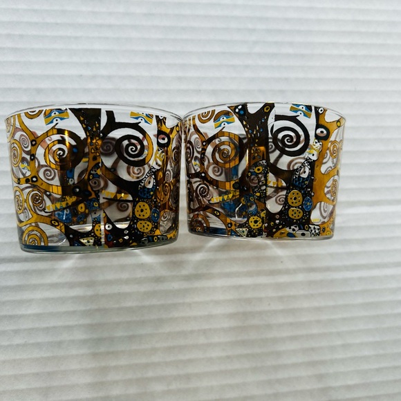Gustav Klimt Fine Painted Wine Glasses X2 - Picture 3 of 5
